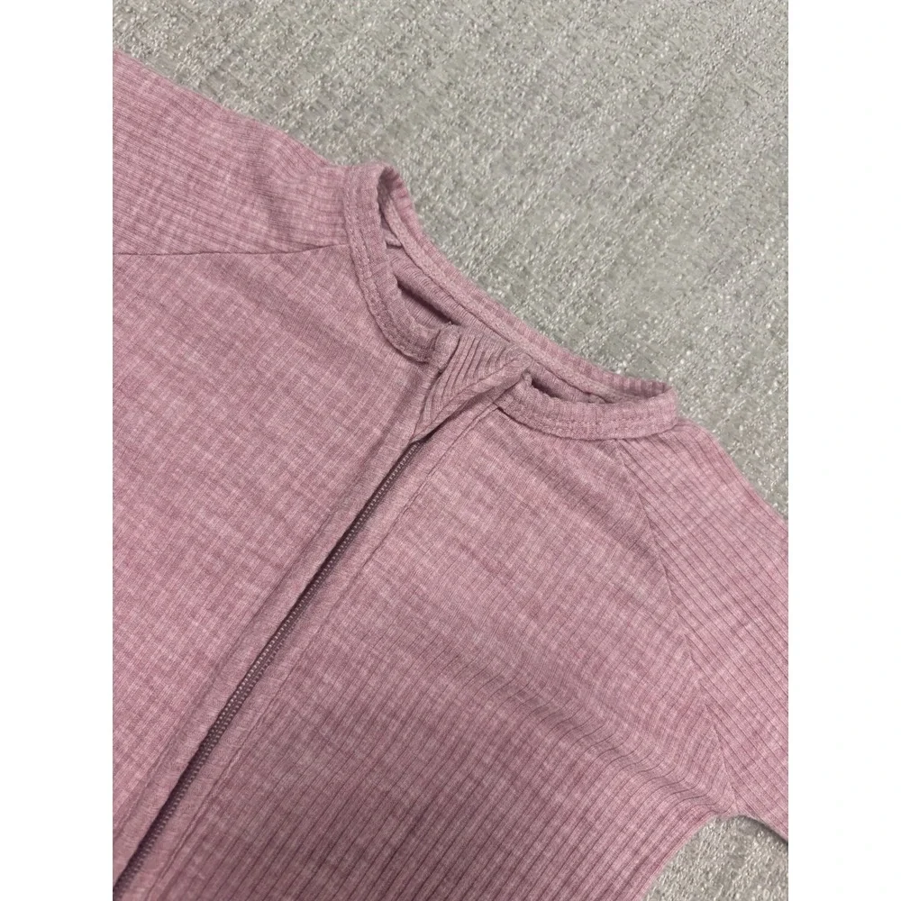 Little Sleepies Heather Mauve Bamboo Zippy Pajama Size 3-6 Months Pink Ribbed